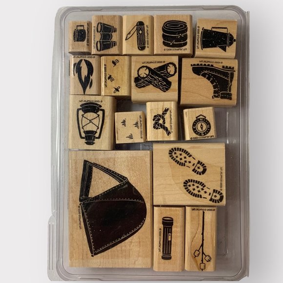 Stampin' Up ROUGHING IT Mounted Wood Stamp Set RETIRED - Picture 1 of 3
